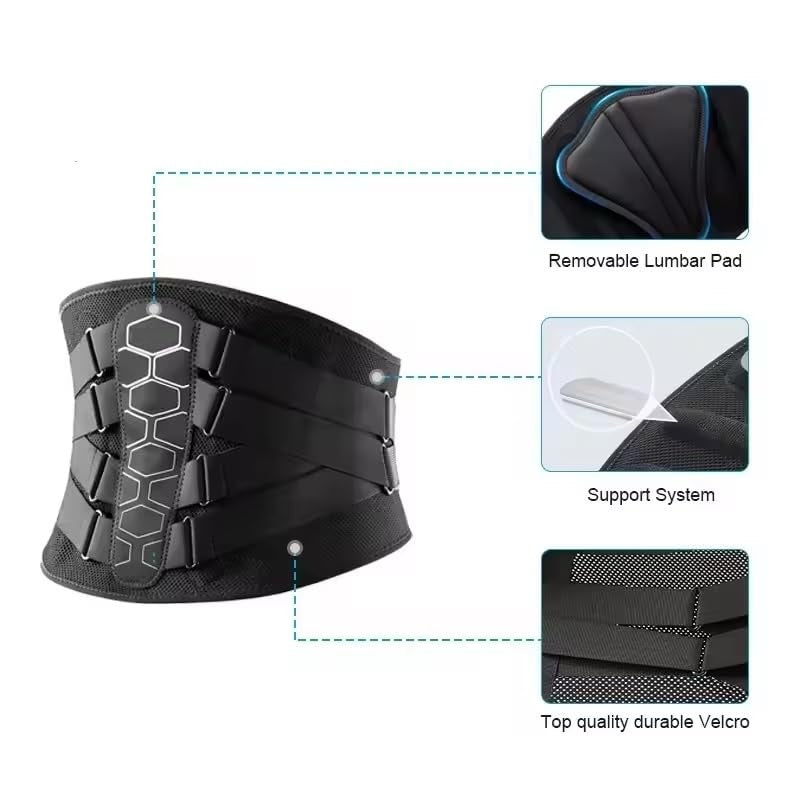 Curvear Support Belt for Lower Back Pain Relief, Medical Grade Back Brace with Lumbar Pad for Women & Men, Anti-skid Lumbar Support for Herniated Disc