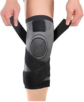 Curvear Women Knee Braces Knitted Adjustable Wrap Straps Support Knee Sleeve Breathable Basketball Running Fitness