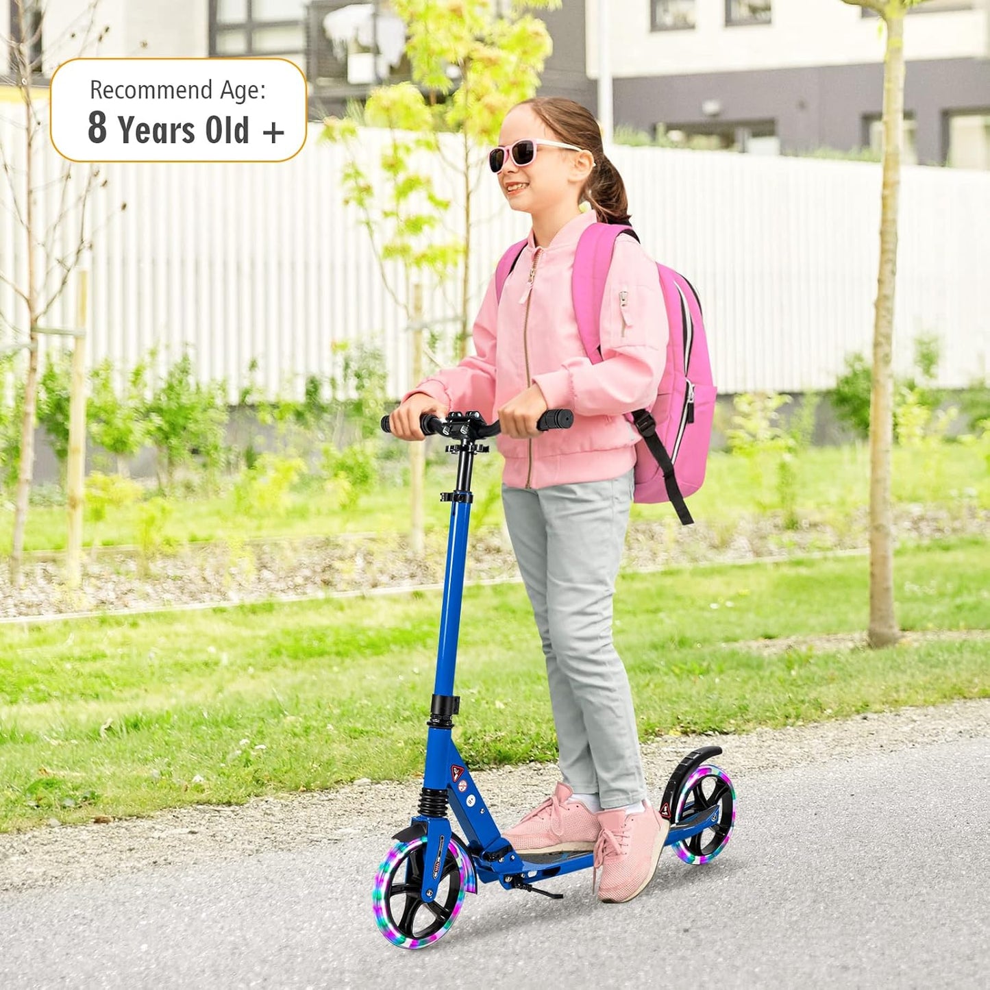 Curvear Adjustable Height Kick Scooter with 145mm Wheels, Foldable Front Tube and Handlebar for Kids.