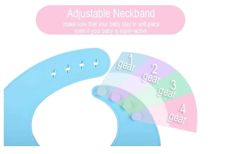 CURVEAR®️premium Adjustable Baby Silicone Bib, Waterproof, Soft Feeding Cloth for Newborns, Toddlers, Drooling Protection. Set of 2.