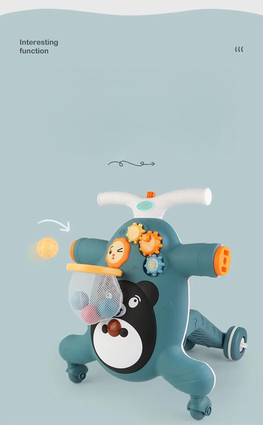 Curvear 3 in 1 Walker for Baby & Toddler Toy,Baby Push Walkers, Assemble as Scooter/Motorbike/Activity Center/Musical Walking Toys ,Early Learning Toys for Infants 6-12 Months, Walker Toys for Boy Girl.