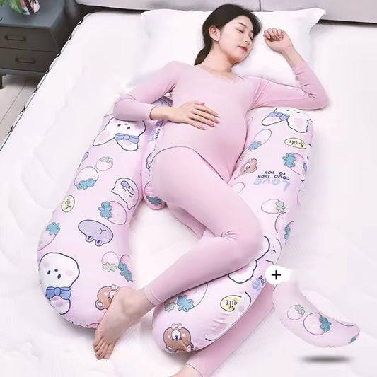 Curvear Pregnant Women Pillow Waist Support Side Sleep Maternity Pillow Soft Breathable Cotton Adjustable Pregnancy Pillow.