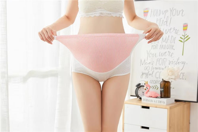 Curvear Women's Plus Size Maternity Panties Cotton Over Bump Underwear Brief M to 5XL High Waist Pregnancy Panties Adjustable Waistband. 2 pack