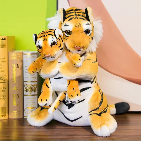 Yellow White Tiger Doll Baby Kids Birthday Gift Soft Plush Toy Cushion Cute Mother Son Lifelike Stuffed Pillow