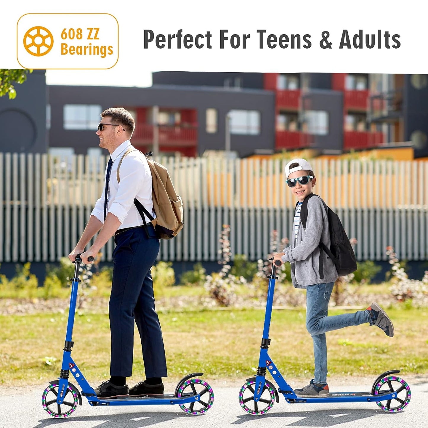 Curvear Adjustable Height Kick Scooter with 145mm Wheels, Foldable Front Tube and Handlebar for Kids.