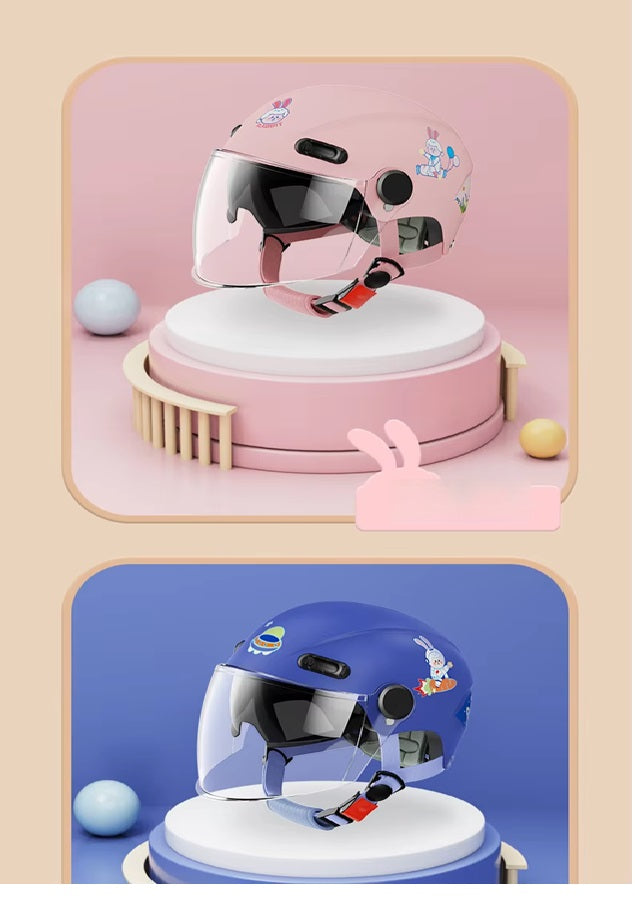 Curvear-3-16 years Electric Car Children's Helmet Summer Baby Cartoon Motorcycle Half Helmet Outdoor Skating Balance Board Safety Helmet.