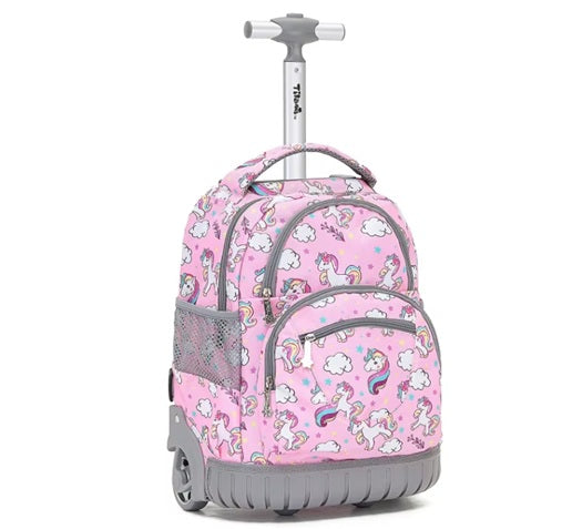 CURVEAR®️Rolling Backpack 16 Inch, Wheeled Laptop Backpack with Wheels for Girls Boys School, Unicorn, Modern, Unicorn, 16 inches, Modern
