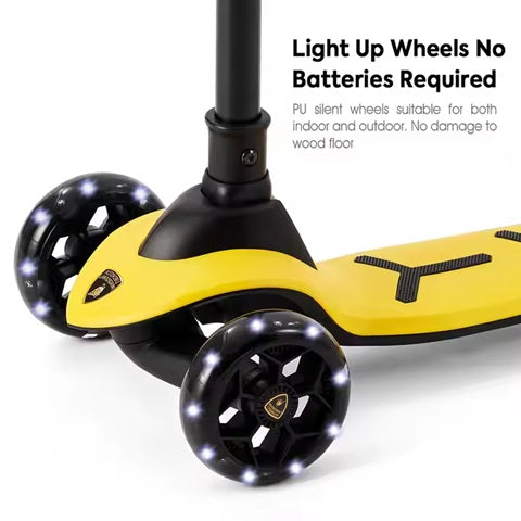 Curvear Scooter for Kids Ages 3-7 - Kids Scooters with Light Up Wheels & LED Deck, 3 Wheel Scooter for 3+ Year Old Girl Boy, 4 Level Height Adjustable Foldable Children Scooter Toddler Scooter