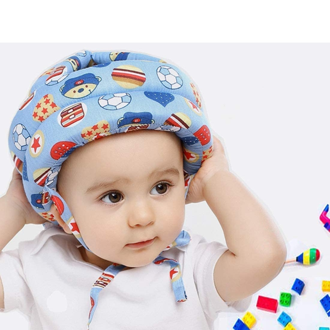 Curvear®️Baby Infant Toddler Helmet No Bump Safety Head Cushion Bumper Bonnet Adjustable Protective Multi Printed Cap Child Safety Headguard for Running Walking Crawling Safety Helmet for Kids. 2 set