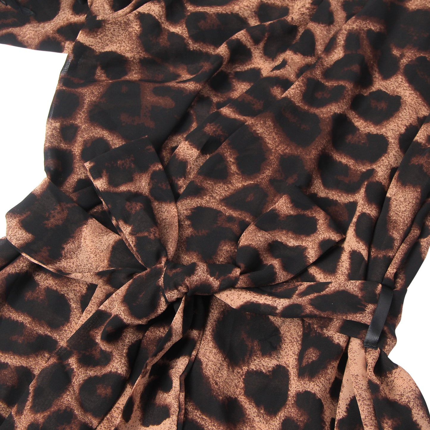 Women's Sexy Leopard Print Sheer Robe with Feather Trim – Long Mesh Lingerie Kimono Gown – Belted See Through Nightwear for Sleepwear, Boudoir, Bridal & Loungewear