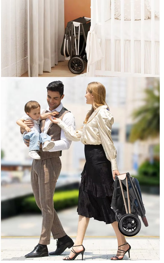 Curvear®️2 in 1 Convertible Baby Stroller, High Landscape Baby Stroller w/Reversible Seat, Removable Footmuff, Adjustable Backrest & Canopy, Foldable Infant Pram Stroller for 0-36 Months Babies, Pink.