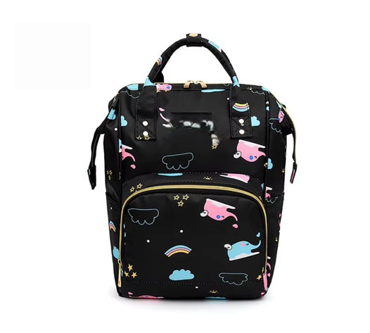 Curvear Mummy Bag Diaper Multifunctional Bag Baby Large Capacity Maternity Backpack Elephant Print Wet Waterproof Bag Baby Pregnant Bags.