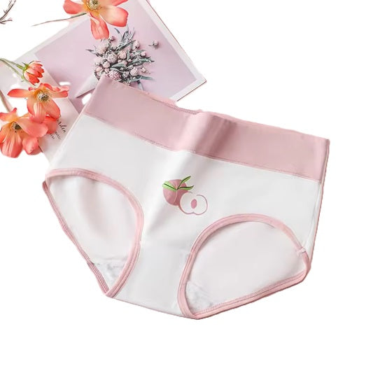 Curvear High-Waist Women's Cotton Panties - Breathable Body Shaper Underwear with Cute Prints, Soft Lingerie for Young Girls. 3 set