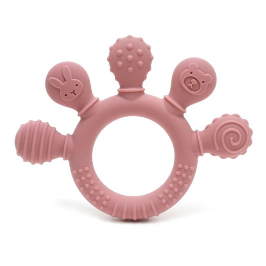 Curvear silicone teether wood ring teething toys free Baby Chewable Toys wooden baby teether teething for Kids 0-6 months.