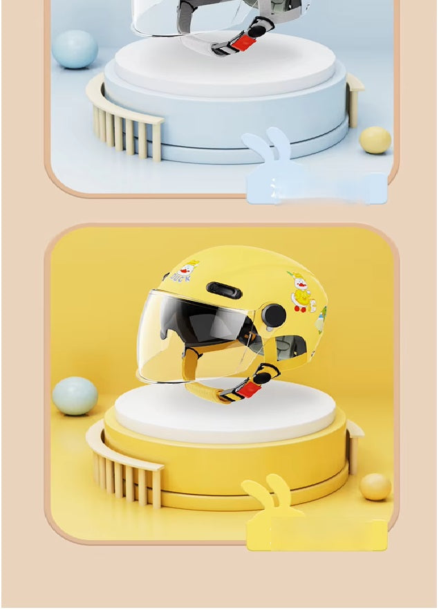 Curvear-3-16 years Electric Car Children's Helmet Summer Baby Cartoon Motorcycle Half Helmet Outdoor Skating Balance Board Safety Helmet.