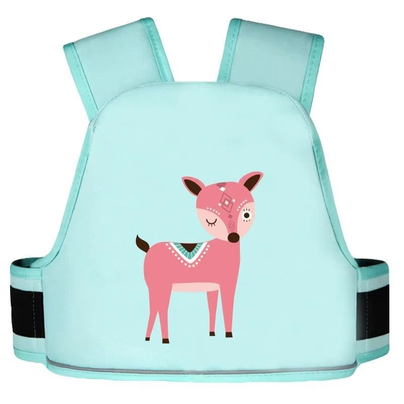Curvear®️Baby Harness for Two Wheelers, Adjustable Strap, Reflective Borders, Cow Print Safety Belt for Toddlers.