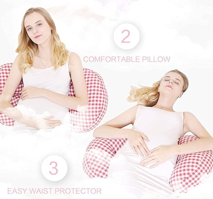Curvear Simple Pure Color Cotton Linen Pregnancy Pillow Pregnancy Side Sleeping Waist Support Pillow Universal U-shaped Maternity Pillow.