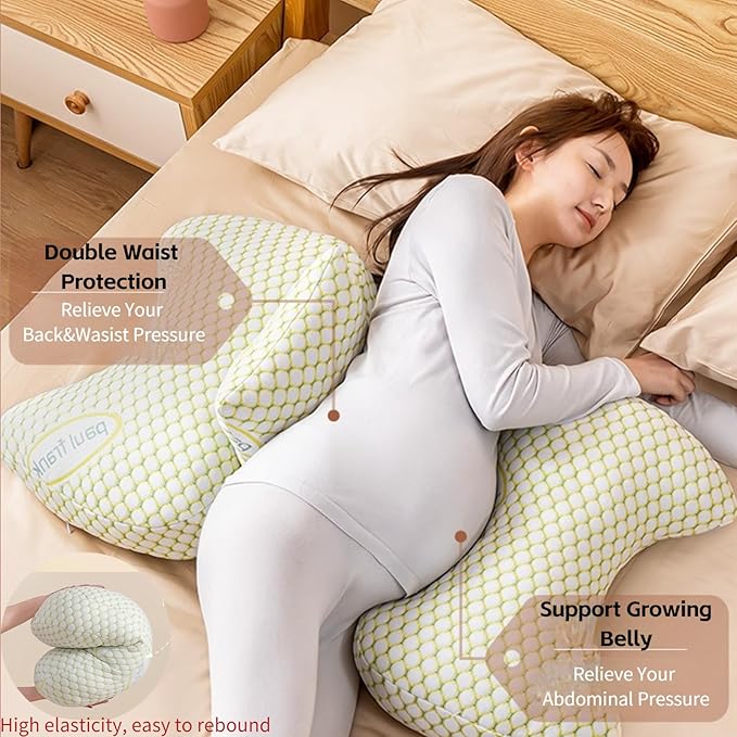 Curvear Modern Maternity Sleep Pillow, U-Shape Pregnancy Support Full Body Cushion for Belly, Waist, Leg, Side Lying Comfort.