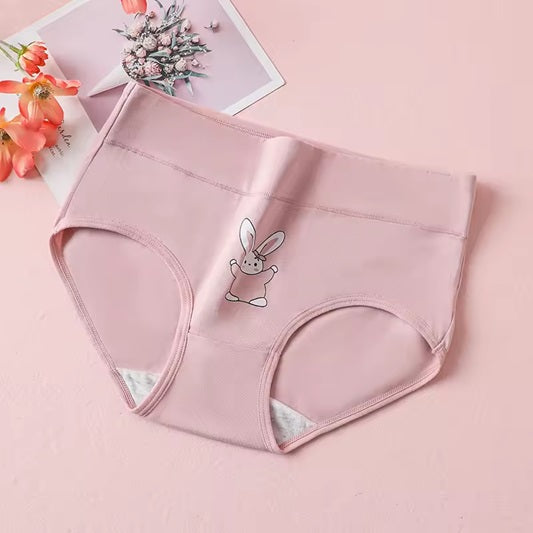 Curvear High-Waist Women's Cotton Panties - Breathable Body Shaper Underwear with Cute Prints, Soft Lingerie for Young Girls. 3 set