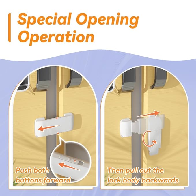 Curvear 2 Pcs Baby Safety French Fridge Door Lock, Childproof Double Door Refrigerator Lock, Cabinet Cupboard Lock for Toddlers.