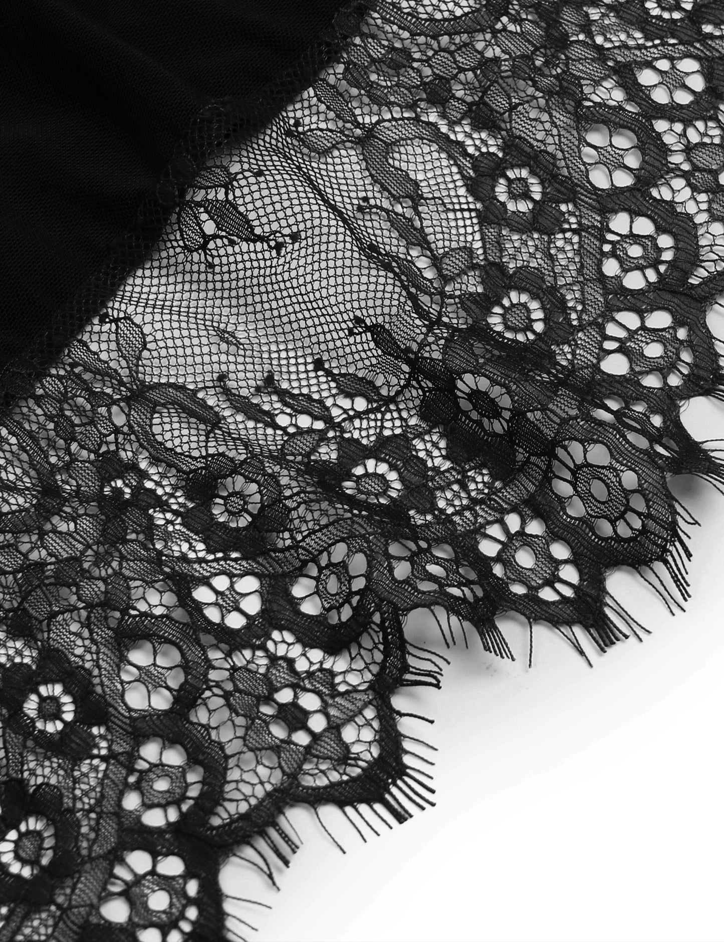 Women's Sexy Black Lace Baby doll Lingerie Set – Sheer Mesh See-Through Nightwear with Thong Panty – Elegant Lace Sleepwear for Bridal, Honeymoon, Valentine’s, or Boudoir Look