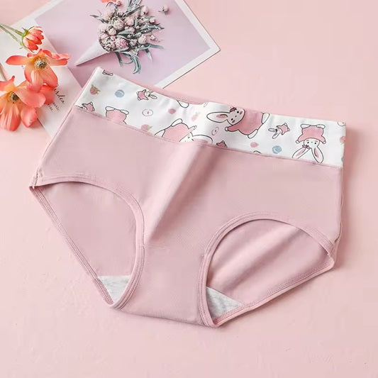 Curvear High-Waist Women's Cotton Panties - Breathable Body Shaper Underwear with Cute Prints, Soft Lingerie for Young Girls. 3 set