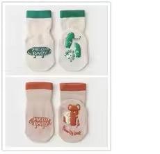 CURVEAR ®️2 Pairs of Non-Slip Baby Socks for 0-3 Years, Spring & Summer, Two-Color Design.