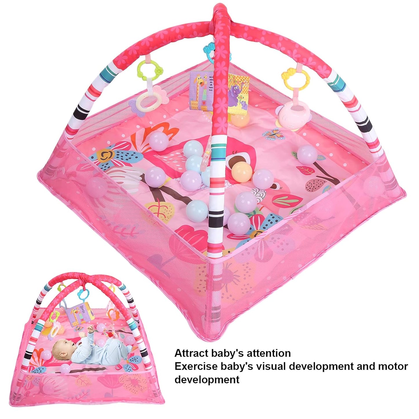 Curvear Activity Gym, Infant Toddler Soft Baby Play Gym Musical Crawling for Sensory Exploration for Auditory Development for Neck Movement.