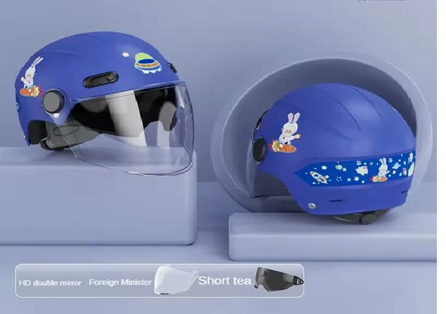 Curvear-3-16 years Electric Car Children's Helmet Summer Baby Cartoon Motorcycle Half Helmet Outdoor Skating Balance Board Safety Helmet.