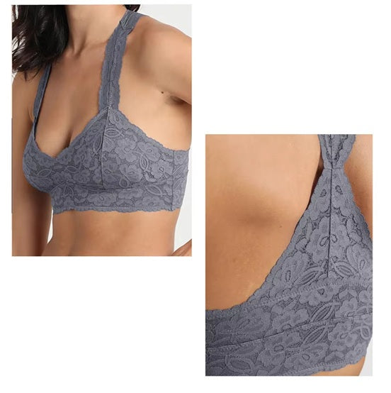 Curvear Ladies French Style Lace Bralette Sexy Bra Women Seamless Bras Underwear Wire Free Unlined Lingerie Solid Thin Brassiere 30A-40C.