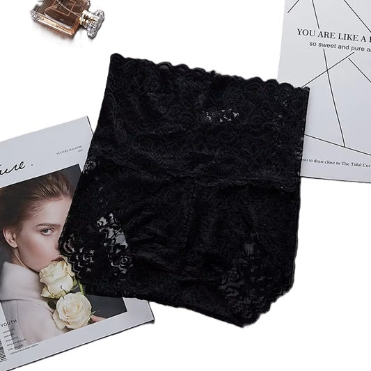 Curvear M-3XL High Waist Culotte Femmes Plus Size Underwear Women Seamless Transparent Lace Pink Sheer Big Girl Panties. 2 piece