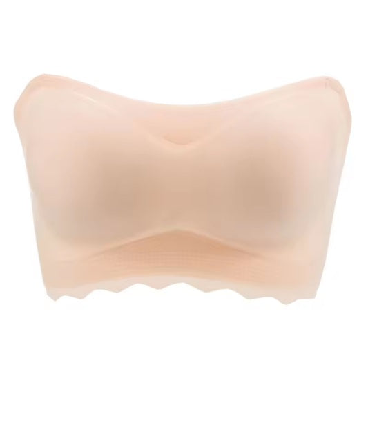 Curvear Large size bra without straps, big breasts, small wedding dresses gathered up non-slip invisible underwear.