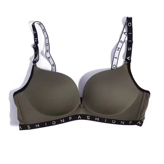 Curvear Women's Bra Sexy Lingerie Letter Printed Underwear Alphabet Adjusted-Straps Push Up Cotton Breathable Bra.