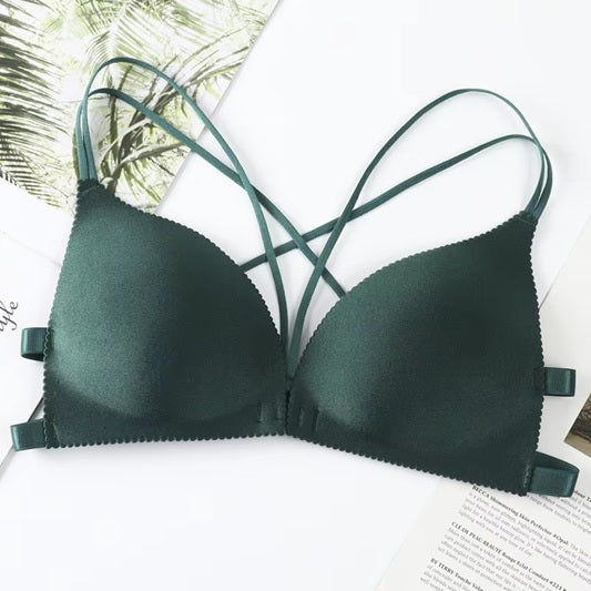 Curvear Custom Front Buckle Beauty Back Bra No Steel Ring Small Chest Gather up Underwear Feminine Sense Seamless One-piece Slim Bra.