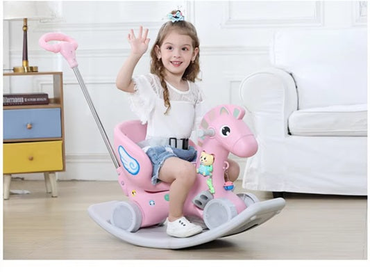 Curvear children's riding toys with early education function 3 In 1 Multi Function Plastic Indoor Jumping Horse Toy.