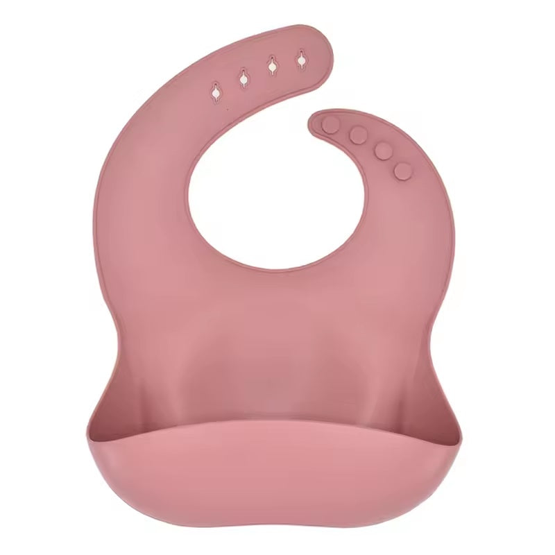 CURVEAR®️premium Adjustable Baby Silicone Bib, Waterproof, Soft Feeding Cloth for Newborns, Toddlers, Drooling Protection. Set of 2.