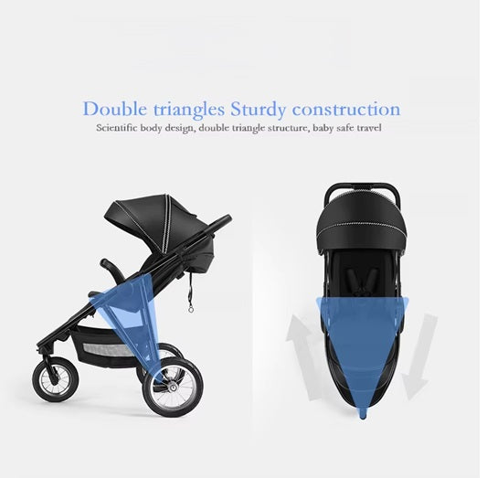 Curvear 2025 Foldable Baby Stroller, 3-Wheel Carrycot Jogger, Travel System with Easy Fold, Smooth Ride, and Comfort for Newborns and Toddlers.