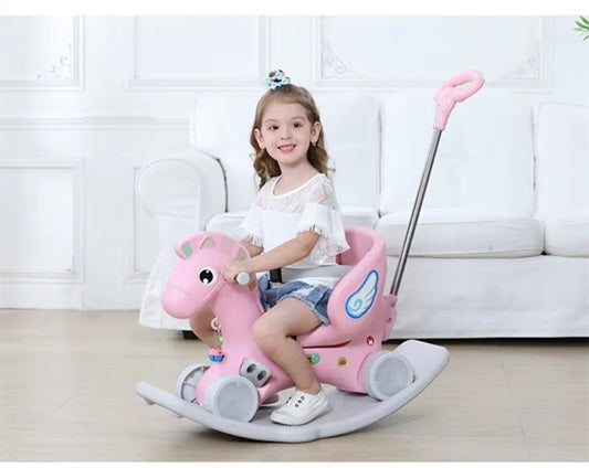 Curvear children's riding toys with early education function 3 In 1 Multi Function Plastic Indoor Jumping Horse Toy.