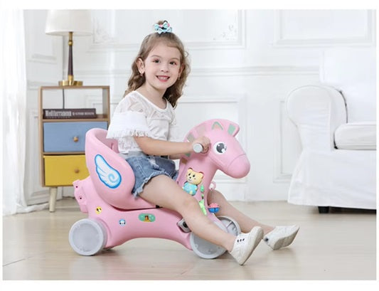 Curvear children's riding toys with early education function 3 In 1 Multi Function Plastic Indoor Jumping Horse Toy.