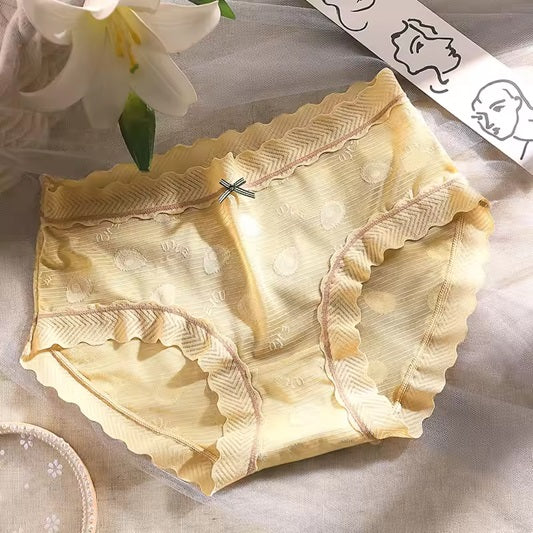 Curvear Sexy Lace Japanese Sweet Women Panties Mid Waist Avocado Color Sexy Lace Women Underwear Breathable Female Briefs. 2 set