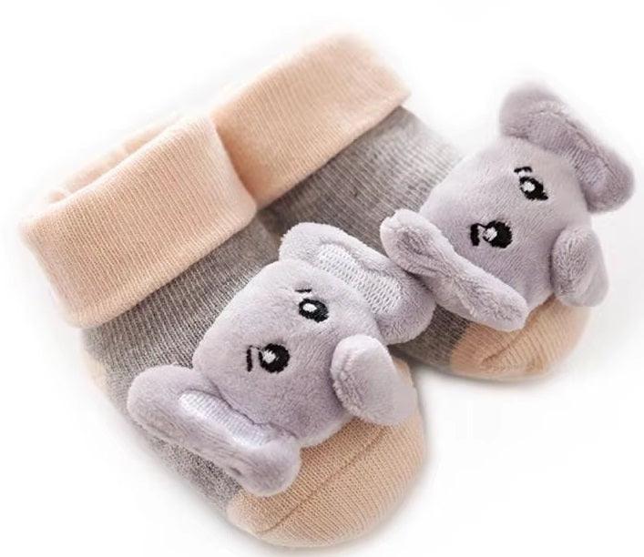 CURVEAR ®️Cartoon Baby Anti-Slip Socks Shoes for Newborns, Infants & First Walkers – Cute Rattle Booties for Boys & Girls