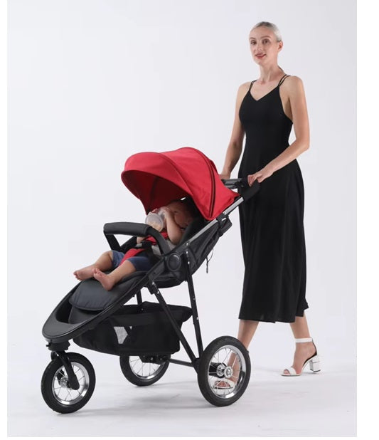 Curvear 2025 Foldable Baby Stroller, 3-Wheel Carrycot Jogger, Travel System with Easy Fold, Smooth Ride, and Comfort for Newborns and Toddlers.