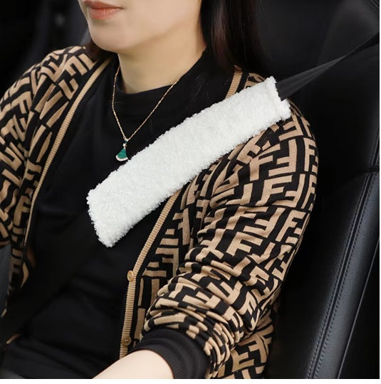 Curvear Winter Plush Cartoon Lamb Car Seat Belt Protective Cover Automobile Safety Belt Shoulder Protector for Baby Cute Car Accessories. 2 pack