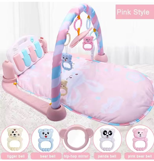 Curvear Baby Gym Play Mats for Floor Musical Activity Center Baby Piano Gym Mat Tummy Time Mat for Newborn, Gifts for Baby Newborn Toddler Infants Boys Girls 0-36 Months.