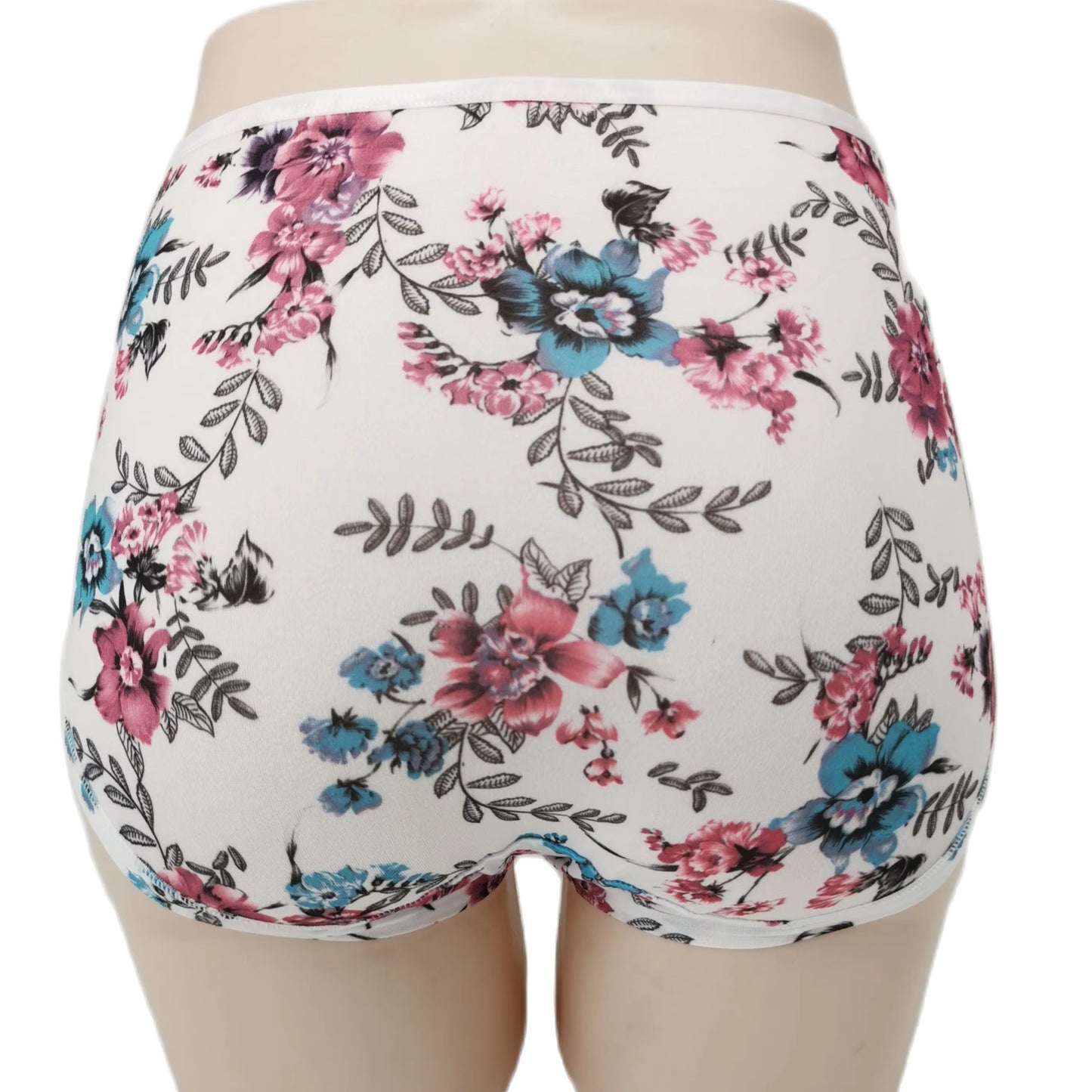 Curvear Floral Print Underwear Women's Panties Plus Size Women's Briefs Mid-waisted Women's Underpants Modal Panty Woman Flower Panty. pack of 3