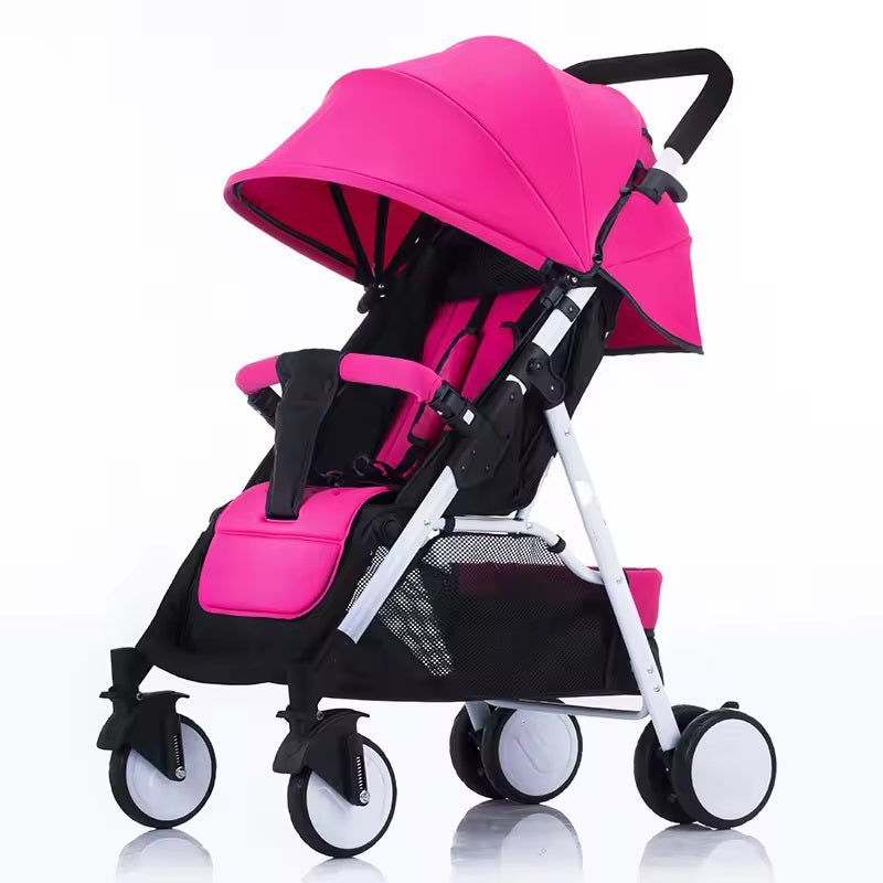 Curvear®️Baby Stroller Pram with 5-Point Safety Harness, Cushioned Seat, Multi-Level Recline, Easy Fold, Lightweight for 0-3 Years.