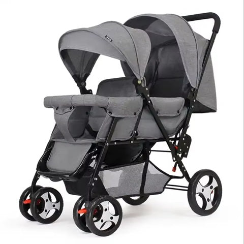 Curvear Stroller Buggy Lightweight Double Stroller with Independent Awning, Low Front Seat for Stroller, High Rear Seat, Stroller Foldable for Travel.
