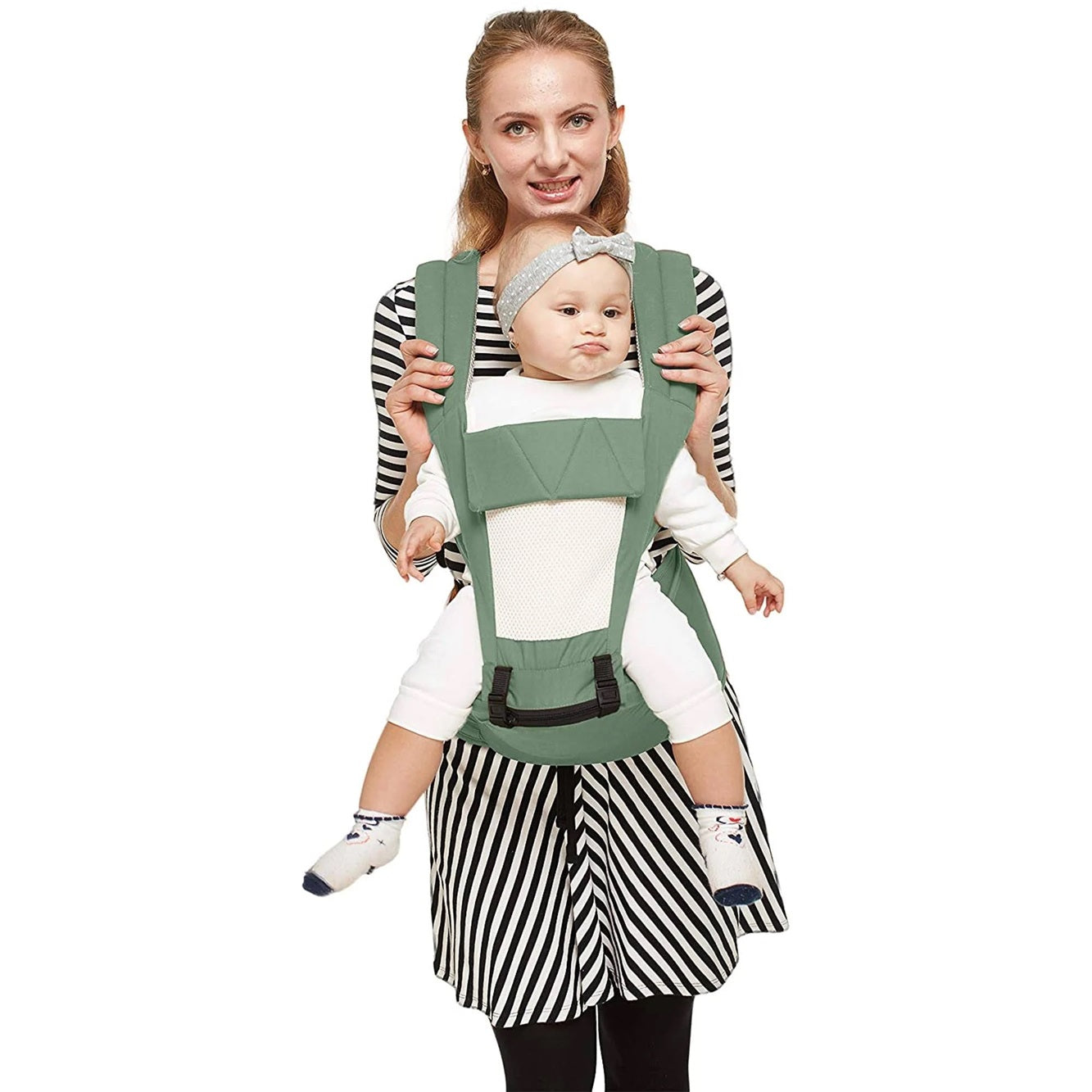 Curvear 6-in-1 Baby Carrier with Versatile Carrying Positions, Made from Soft and Breathable 100% Cotton Fabric for Comfort