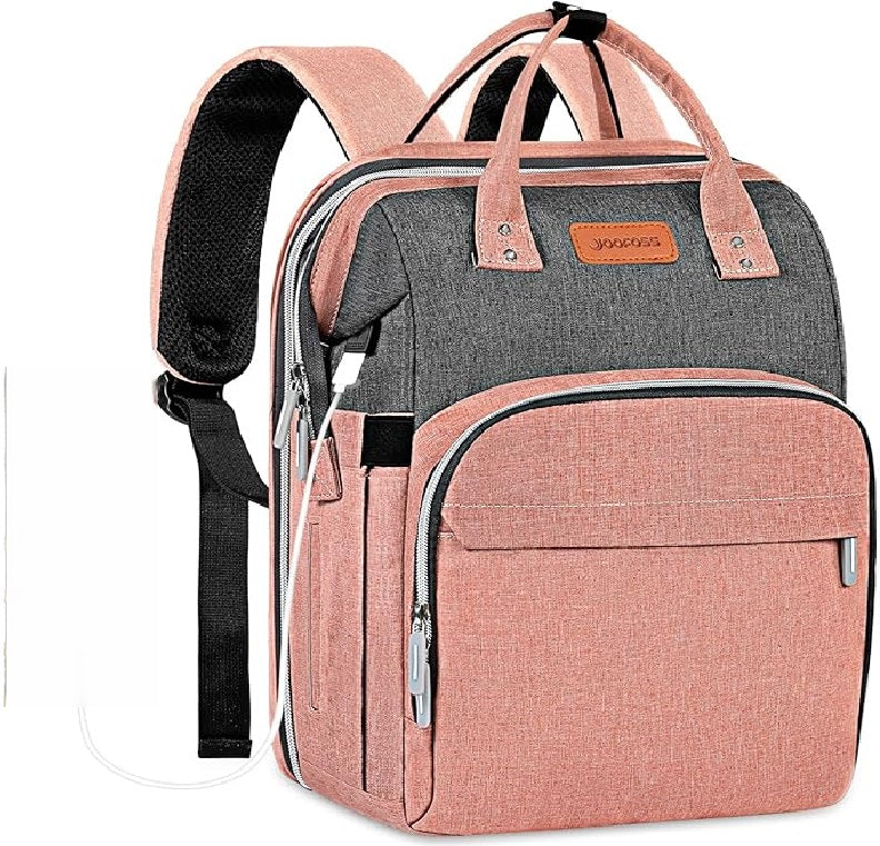 Curvear®️Diaper Bag Backpack with Changing Station, Diaper Bags for Baby Boys Girls,Portable Foldable Travel Bassinet with Changing Mat and Bed Net, Nappy Bag with Crib, Large Capacity Wide Open