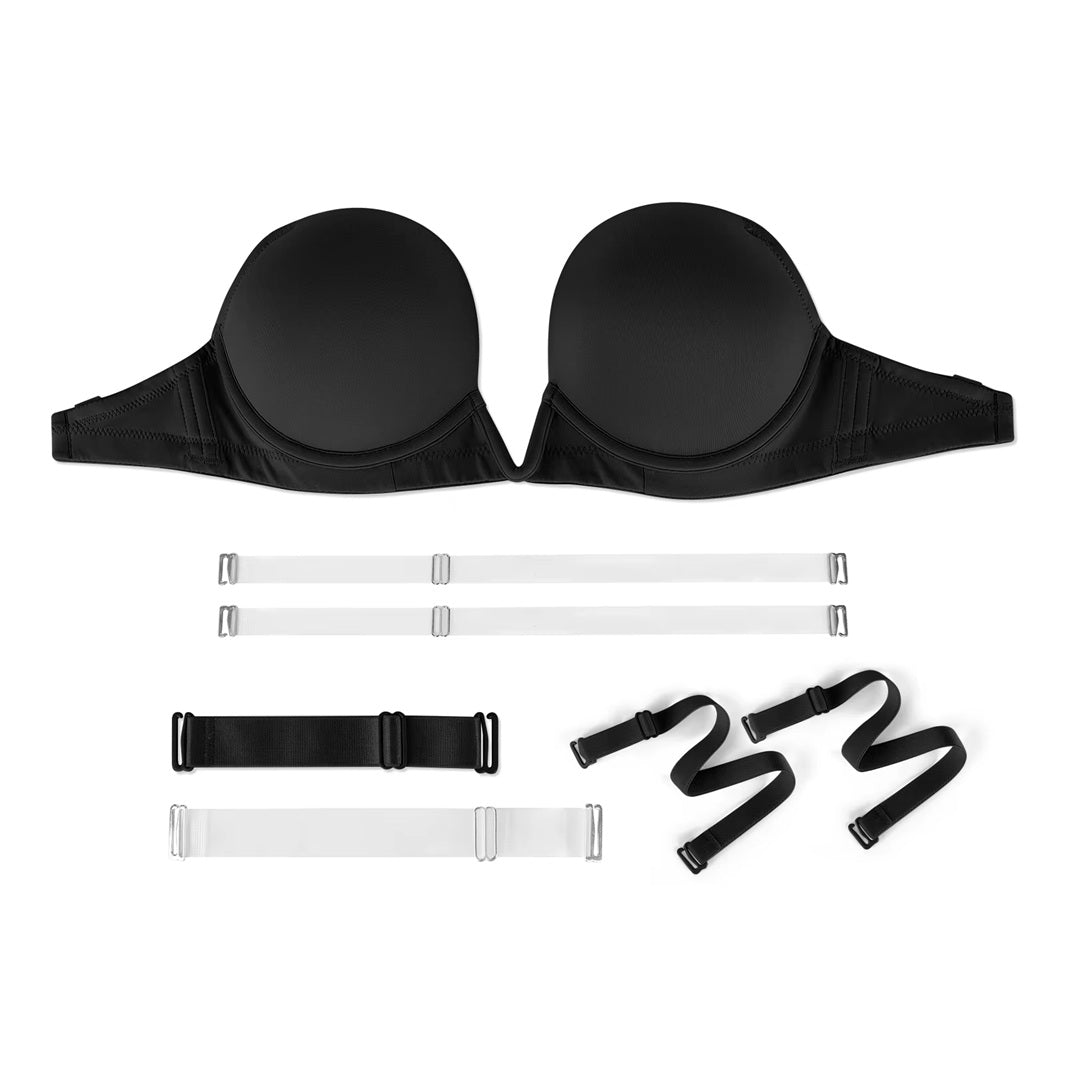 Curvear New Deep V Add A Cup Sexy Women Bra Detachable Adjusted Convertible Low Cup Backless Clear Straps Plunge Push Up Bras 1/2 Cups.